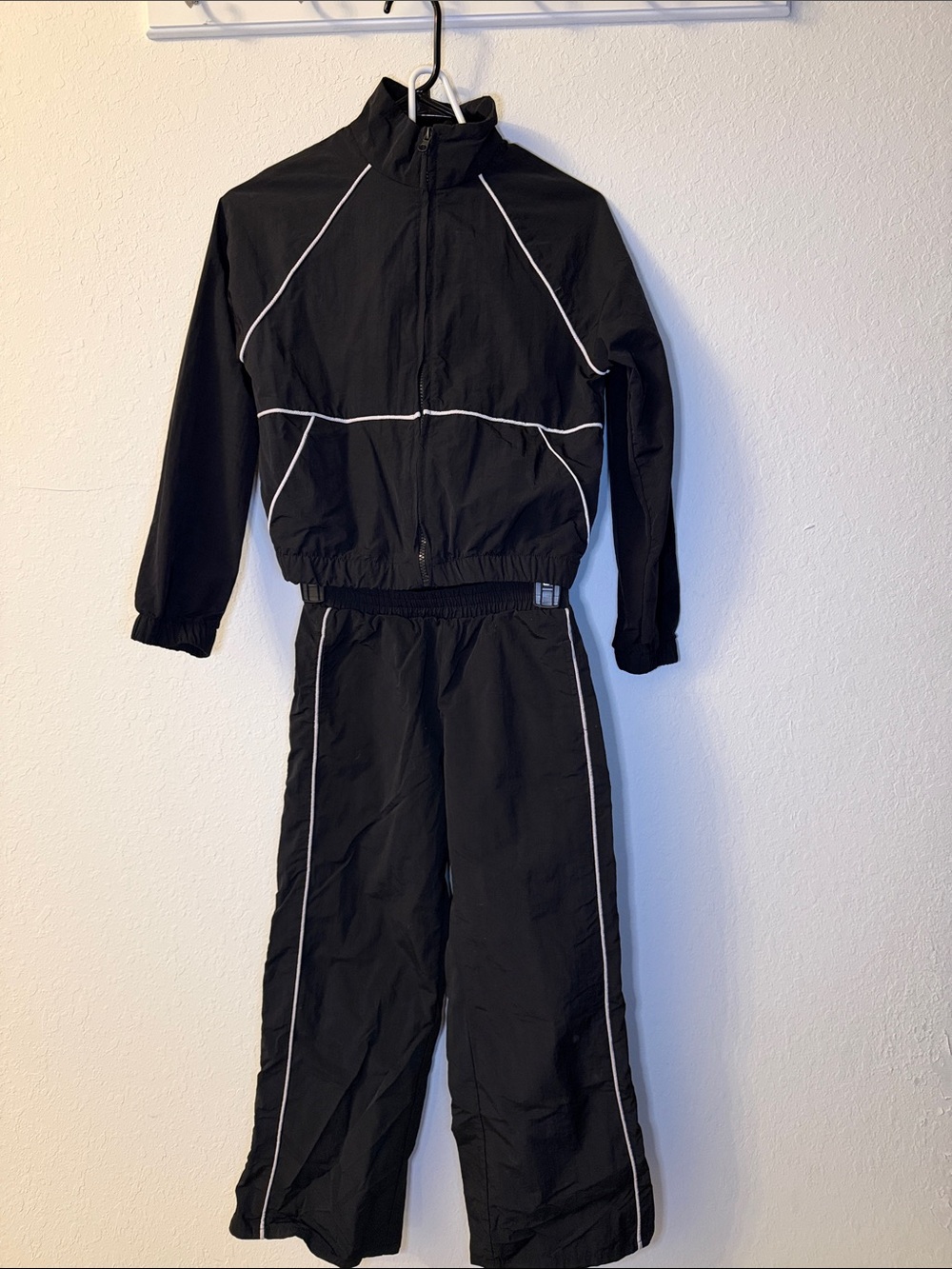 art class Black Kids Two-Piece Track Set with White Piping